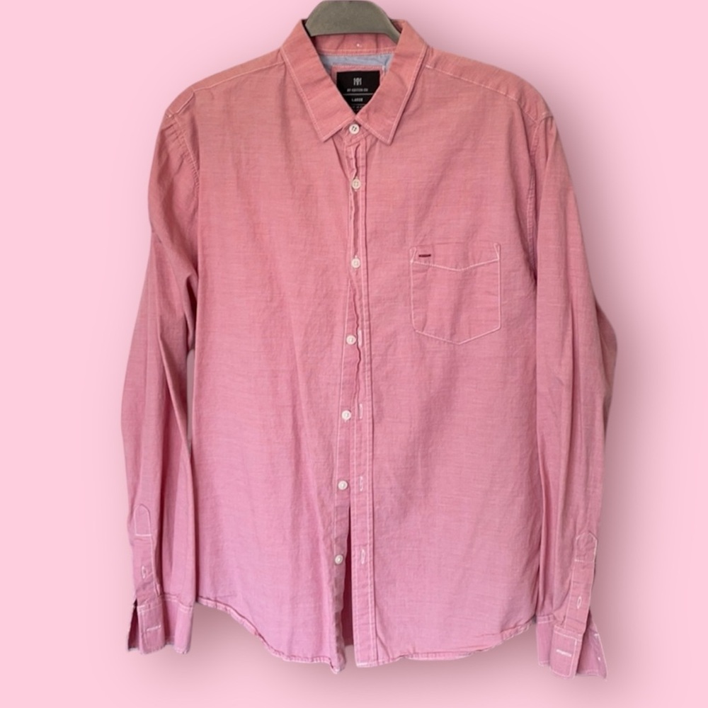 Cotton On Mens 100% Cotton Long Sleeve Pink Button Down Shirt Girl Baby Shower